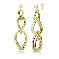 Chain drop earrings in yellow gold 18k diamond cut 