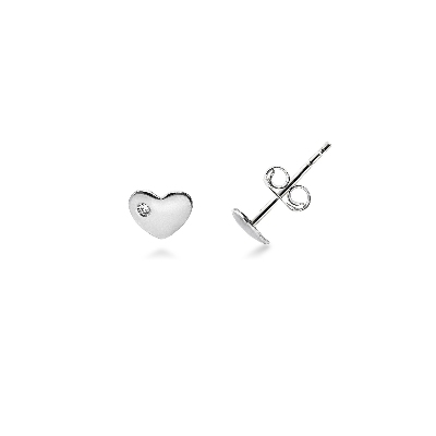 18k white gold heart zircon earrings 