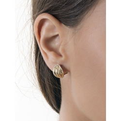 18k white and yellow earrings with fancy texture 2