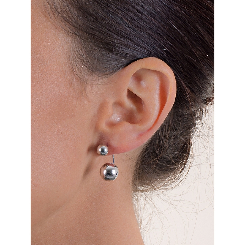 18k white gold earrings with two spheres 