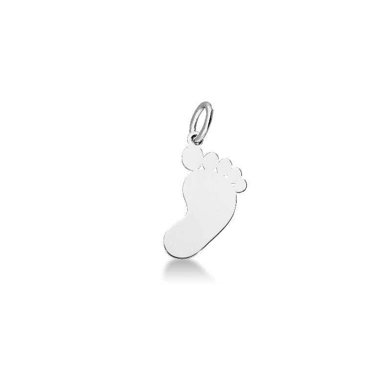 18k white gold child foot pendant