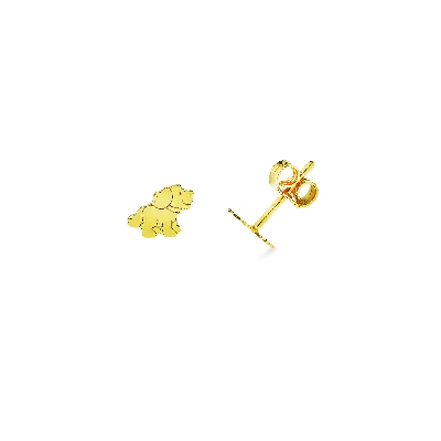 18k yellow gold earrings with glossy dogs