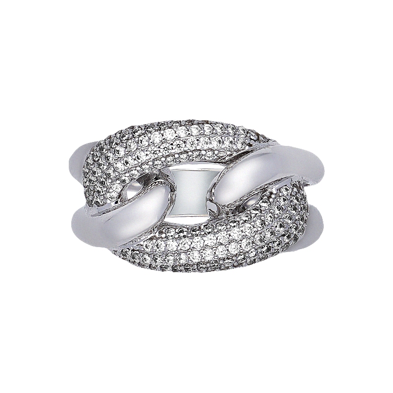 Braided wire zircon ring in white gold 18k