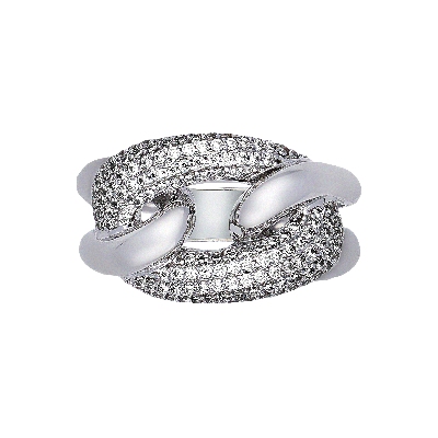 Braided wire zircon ring in white gold 18k