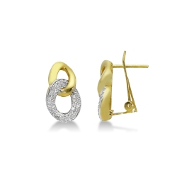 Yellow gold 18k zircon criss cross earrings 