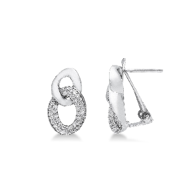 18k white gold criss cross zircon earrings 