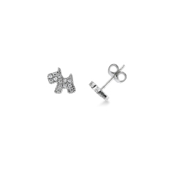 18k white gold earrings with Fox Terrier in zircons