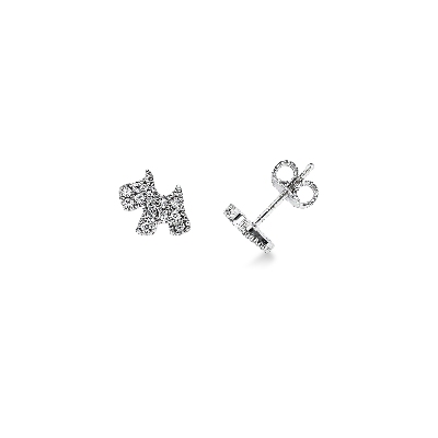 18k white gold earrings with Fox Terrier in zircons