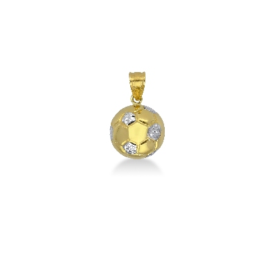 Soccer ball pendant in 18k yellow and white gold