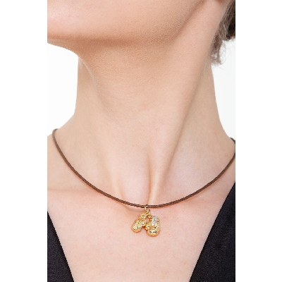 Boxing gloves pendant in 18k white and yellow gold