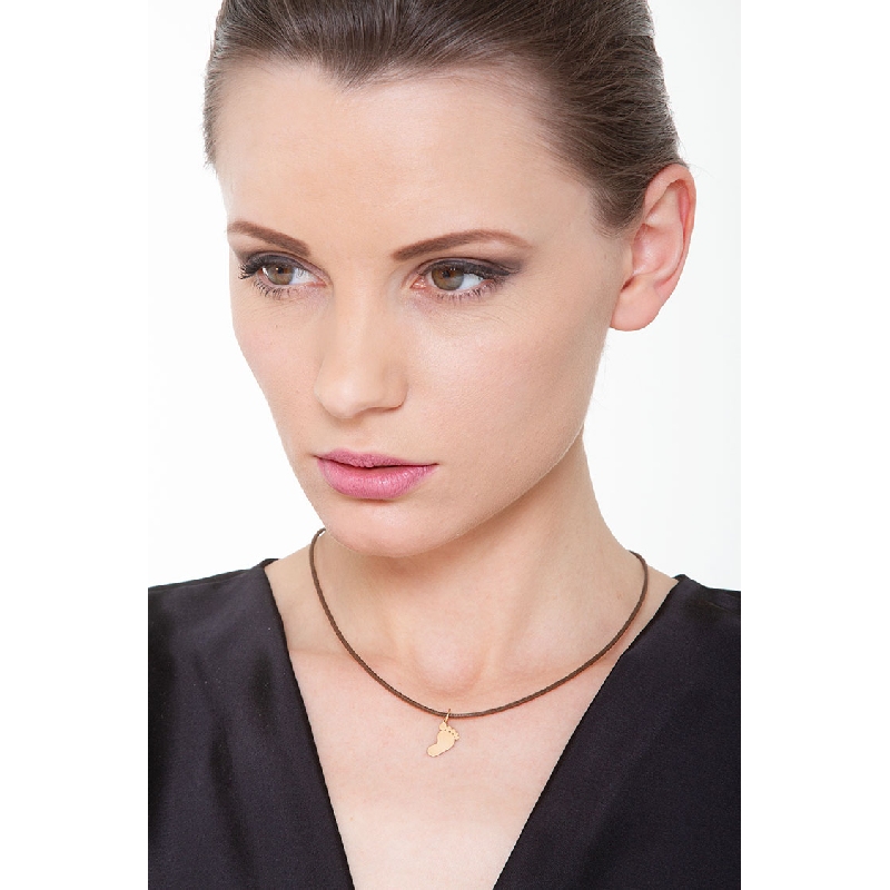 18k rose gold child little foot pendant