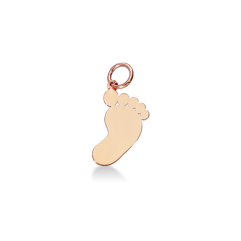 18k rose gold child little foot pendant