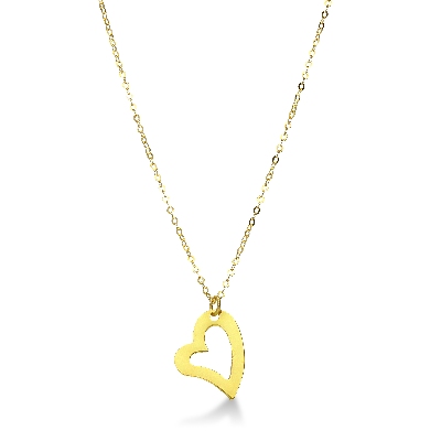 Yellow gold 18k necklace with heart pendant 