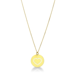 Perfored heart pendant in 18k yellow gold