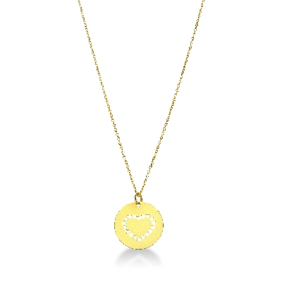 Perfored heart pendant in 18k yellow gold