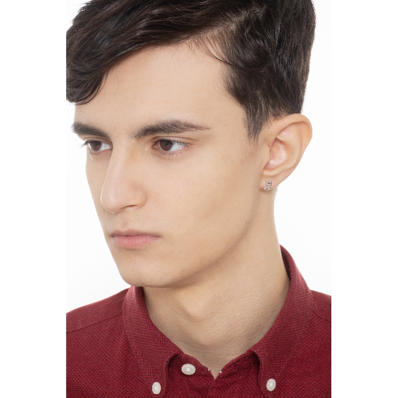 Mono orecchino in oro bianco 18k con nota musicale, mm 5.6x7