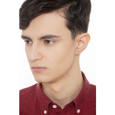 Mono orecchino in oro bianco 18k con nota musicale, mm 5.6x7