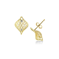 White and yellow gold 18k stud fancy earrings 