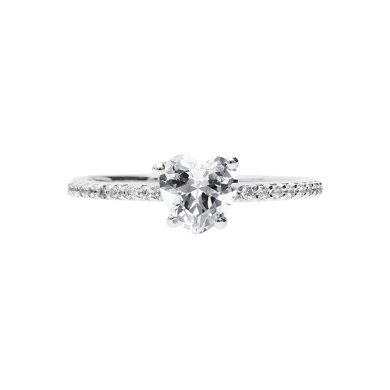 18k white gold ring with zircons