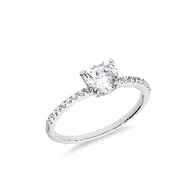 18k white gold ring with zircons