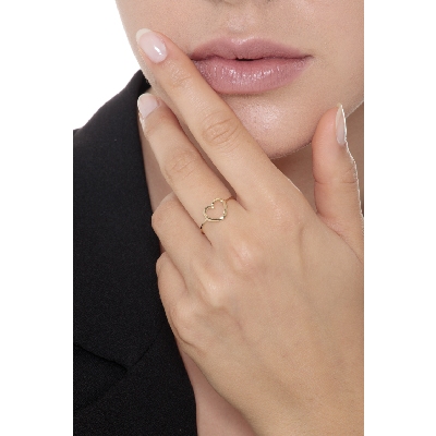 Yellow gold 18k ring with stylized heart 