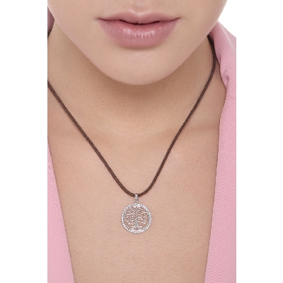 Tree of life zircon pendant in white gold 18k 