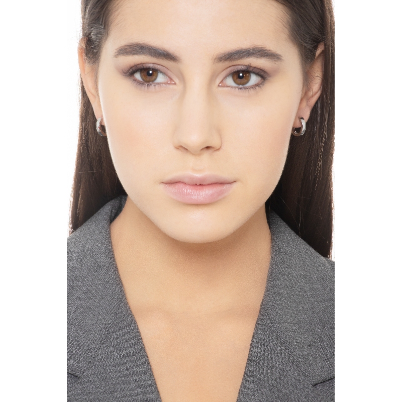 Orecchini a cerchio in oro bianco 18k, Ø 13 mm