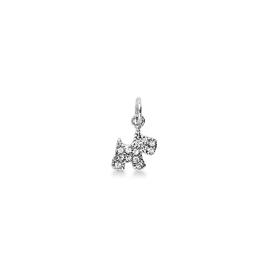 Charm in white gold 18k with fox terrier in zircons