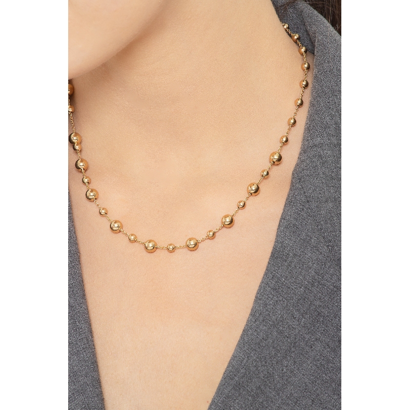 18k yellow gold chain with shiny little balls