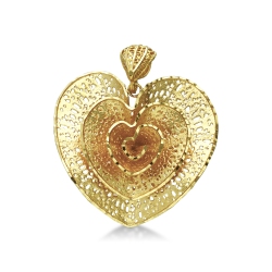 Perforated heart pendant in 18k yellow gold