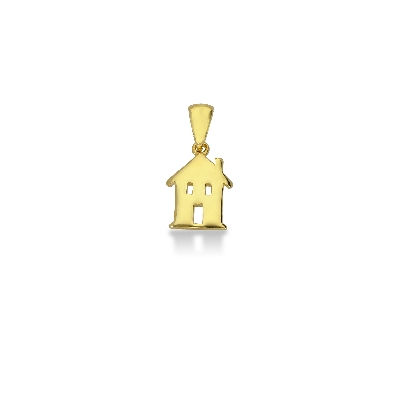 18k yellow gold house shaped pendant