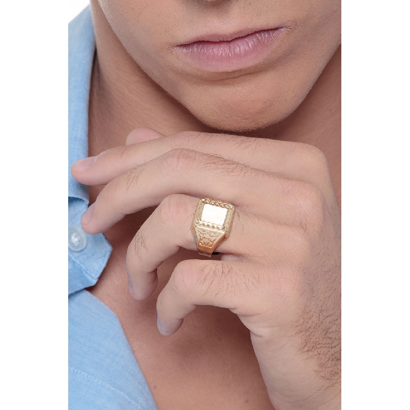 Male chevalier ring in yellow gold 18k