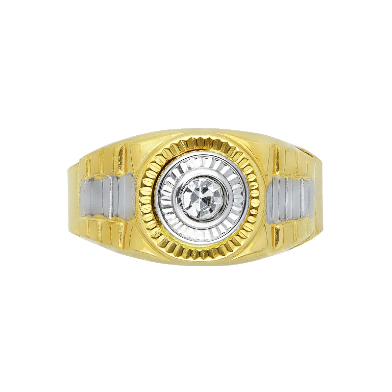 Solitaire type ring in white and yellow gold 18k with zircon