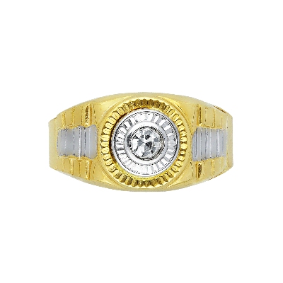 Solitaire type ring in white and yellow gold 18k with zircon
