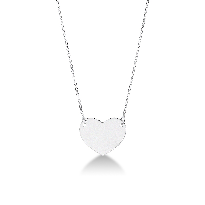 Classical heart pendant in 18k white gold