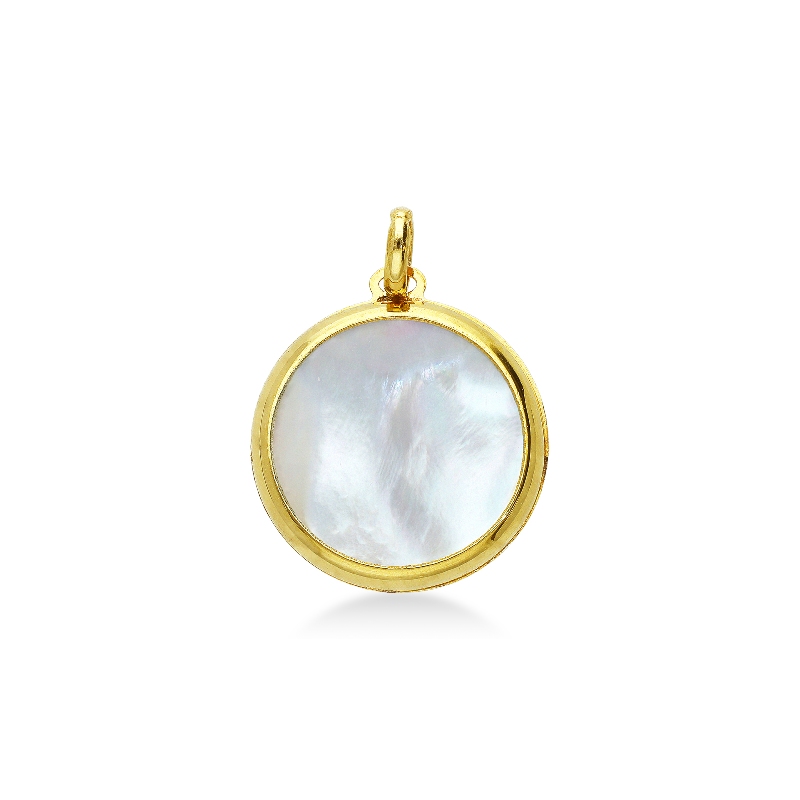 tree of life pendant in 18k yellow gold and mother of pearl background
