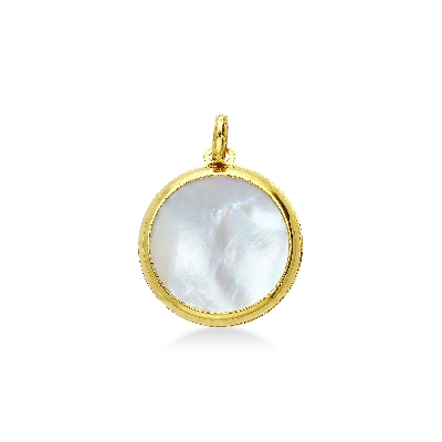 tree of life pendant in 18k yellow gold and mother of pearl background