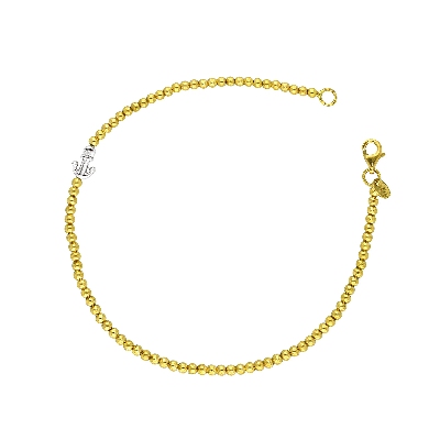 18k yellow and white gold bracelet with spheres and anchor charm