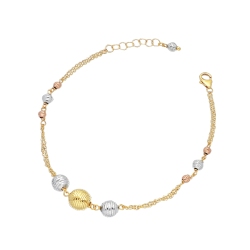 18k yellow white and rose gold bracelet with spheres