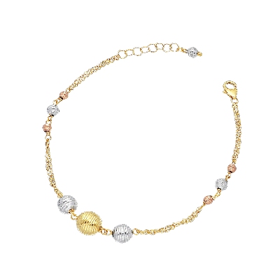 18k yellow white and rose gold bracelet with spheres
