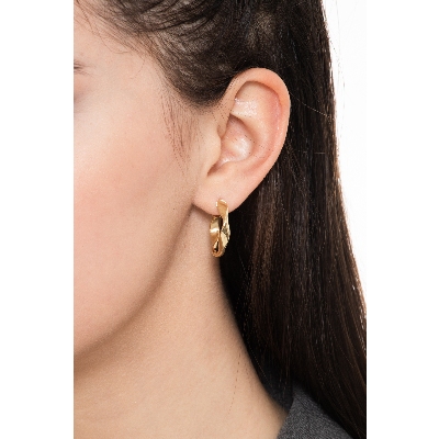 18k yellow gold polished glazed twisted hoop earrings