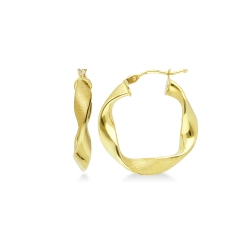 18k yellow gold polished glazed twisted hoop earrings