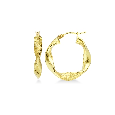 18k yellow gold polished glazed twisted hoop earrings