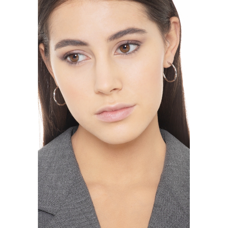 18k white gold twisted hoop earrings 