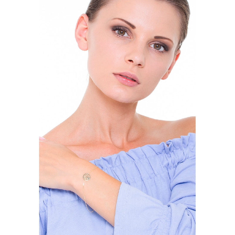 18k yellow gold bracelet with tree of life charm 