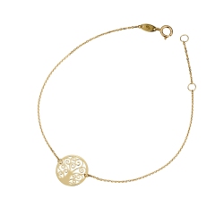18k yellow gold bracelet with tree of life charm 