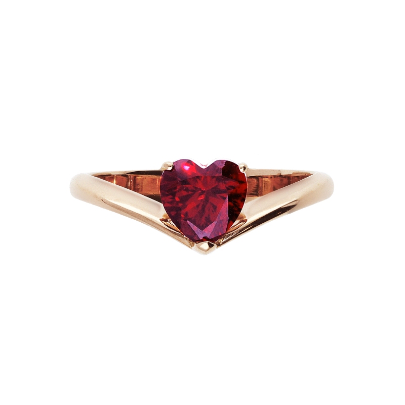 Rosé gold 18k ring with heart cut zircon