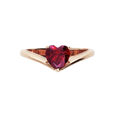 Rosé gold 18k ring with heart cut zircon