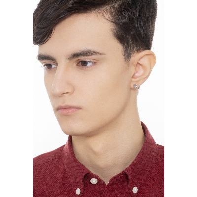 18k white gold single stud earring with zircon