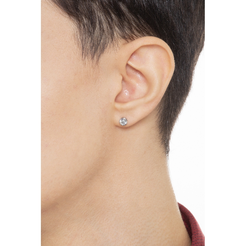 18k white gold single stud earring with zircon